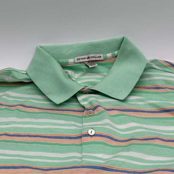 Green Orange White Peter Millar Polo Shirt Large Short Sleeve multi-colored - Picture 3 of 7